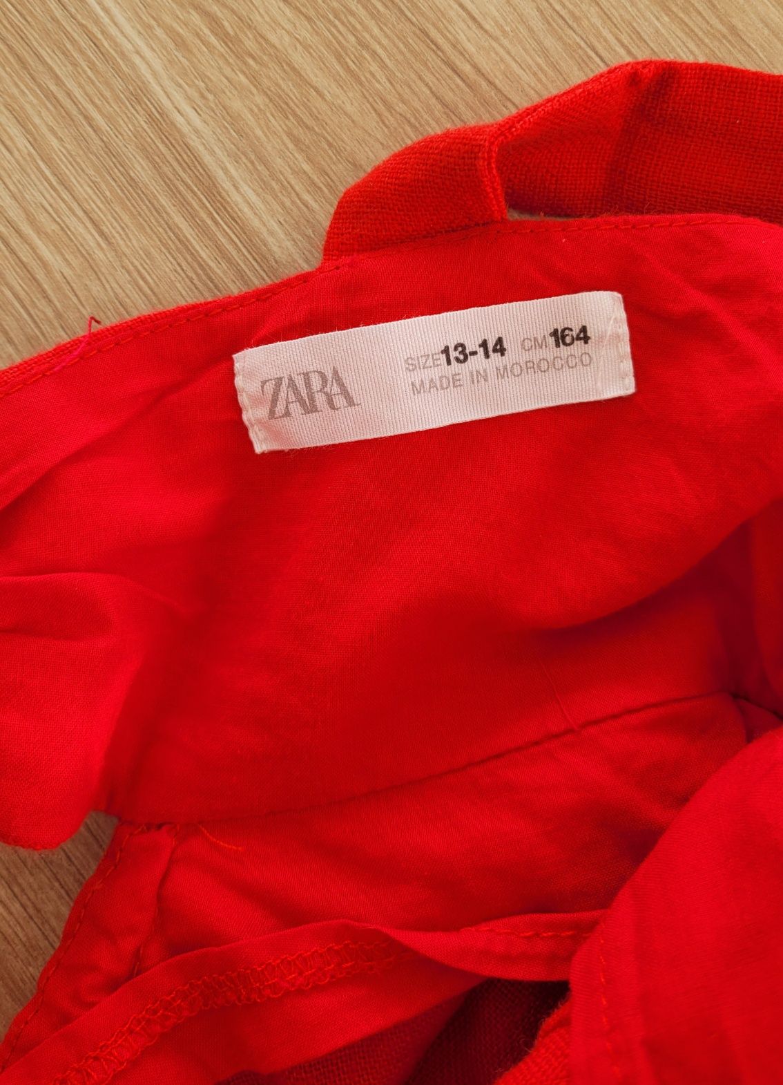 Kombinezon Zara 164 lniany czerwony na lato na ramiączkach len
