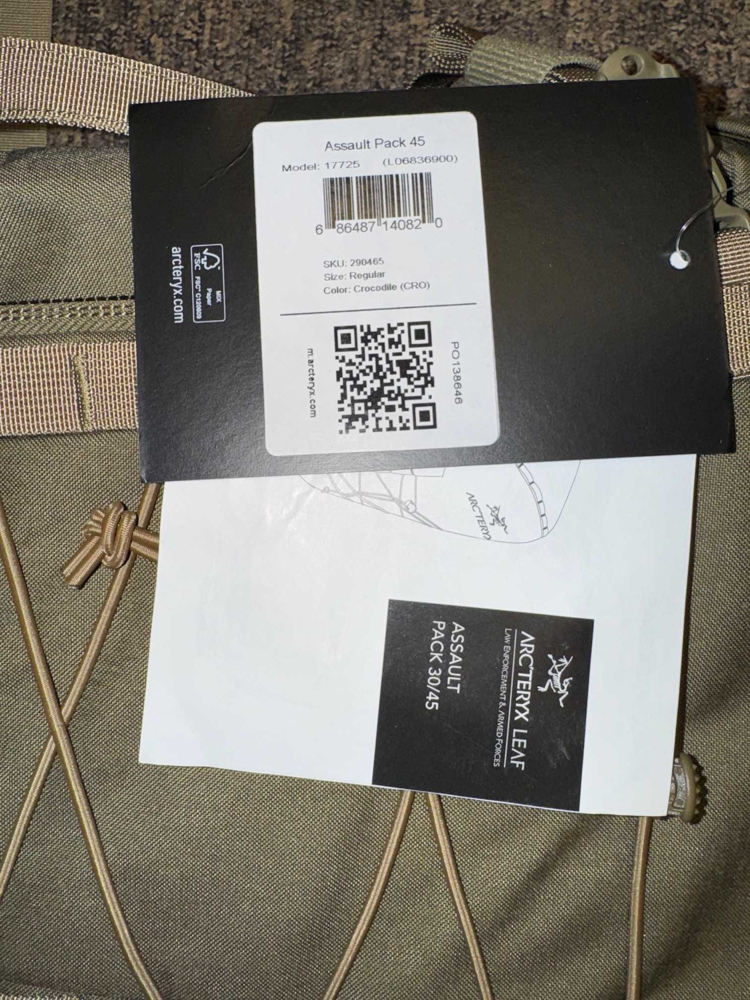 Plecak Arcteryx LEAF Assault 45 Crocodile + 2x LBX Medium Mesh Pouch