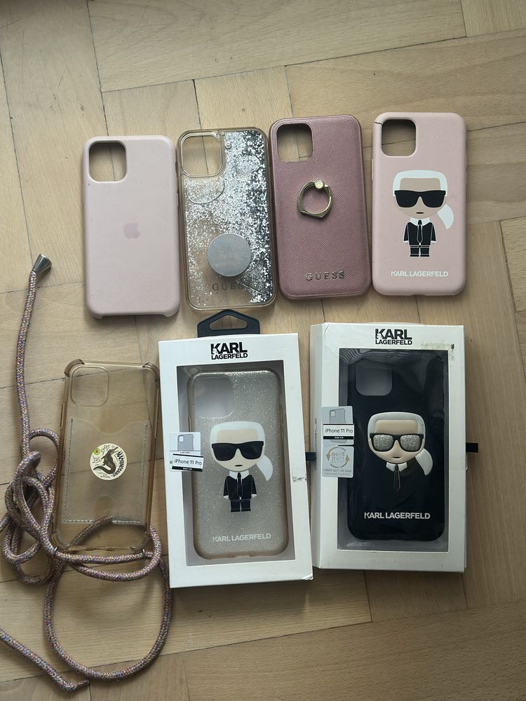 iPhone 11 pro + 7 etui (guess, karl) biały