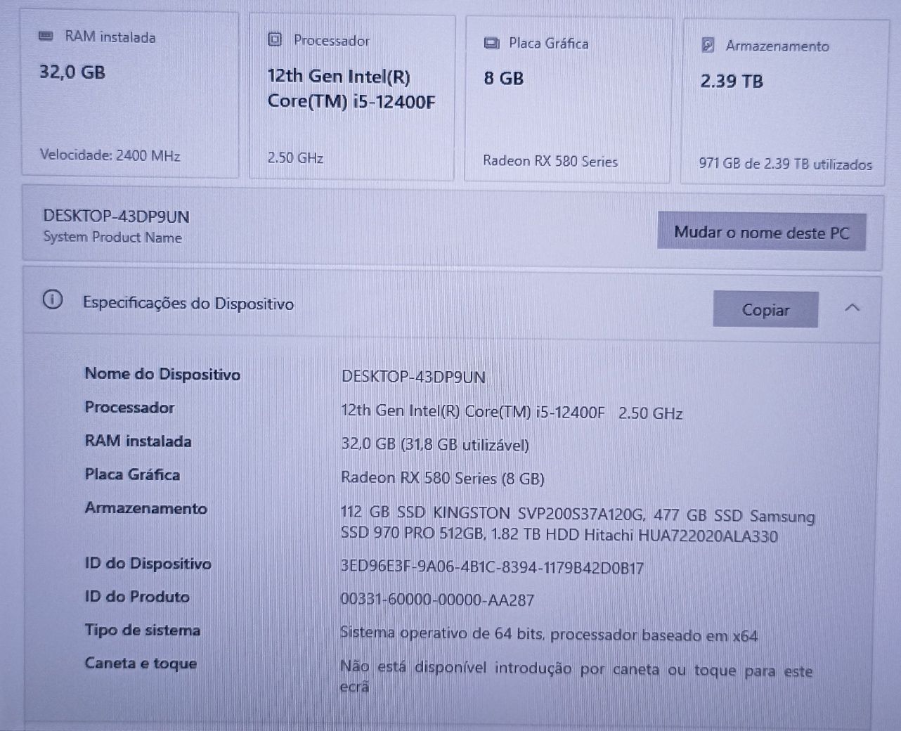 Computador gamer i5  12 geração