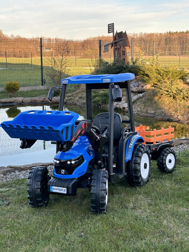 Olbrzymi Traktor na akumulator z przyczepą 24V, Moc 400Watt PILOT