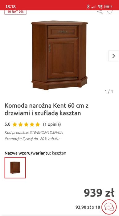 Witryna narożna kolor kasztan