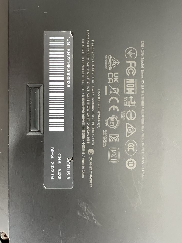 Ексклюзивний Ігровий Ноутбук Gigabyte Aorus 5 RX5M i7-12700h rtx 3070