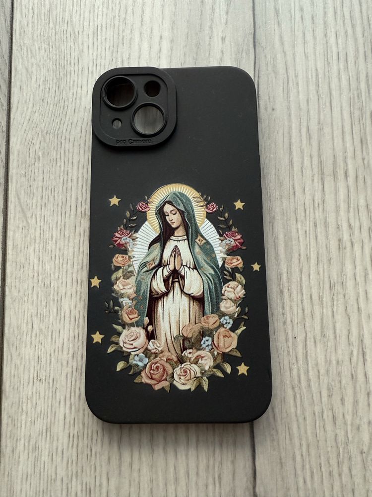 Case etiu czarny z motywem Maryjki apple iphone 13/14