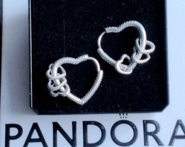 Kolczyki srebrne serca z zawieszkami jak Pandora 925 srebro Nowe
