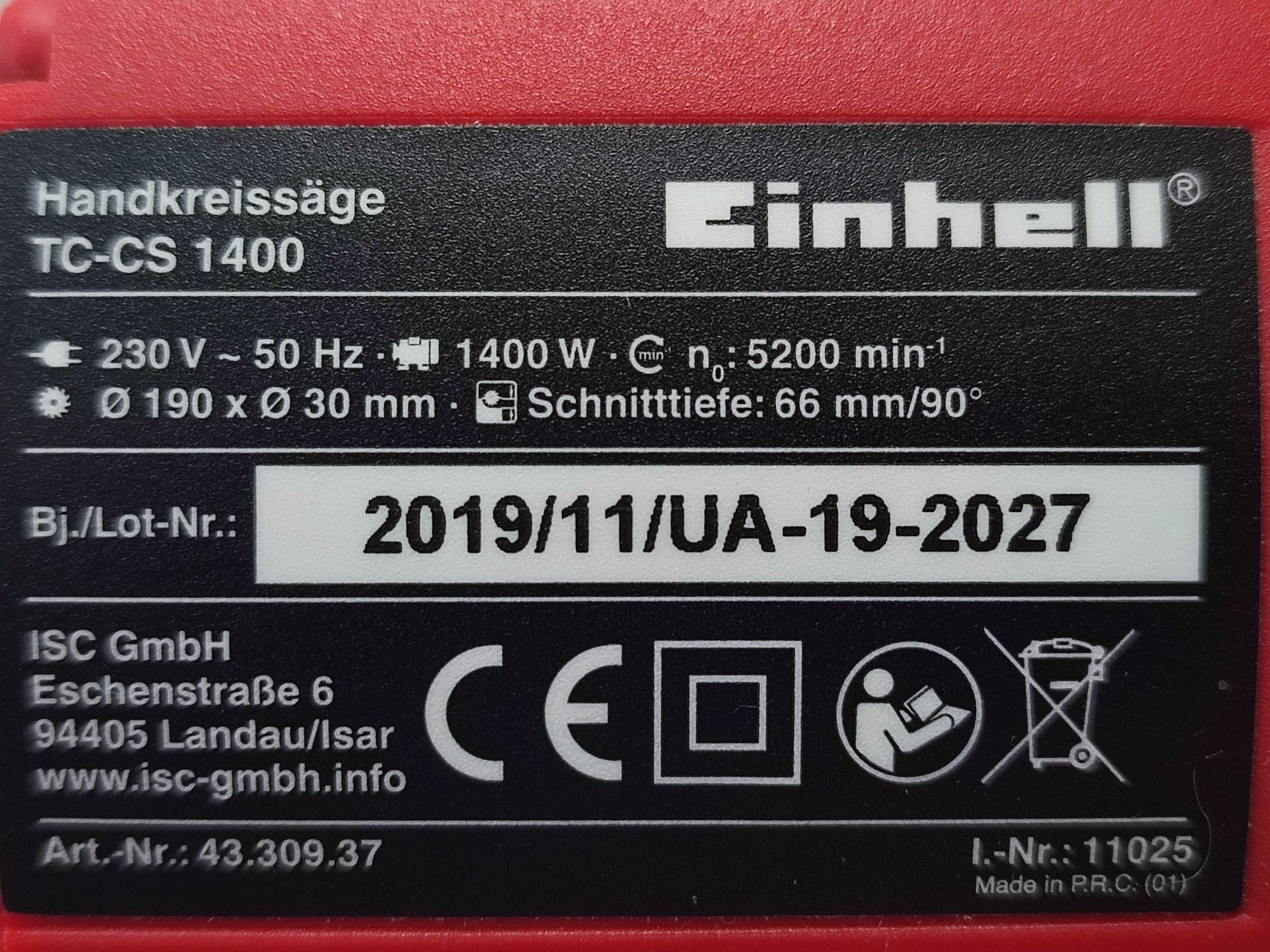 Дискова пила Einhell TH-CS 1400