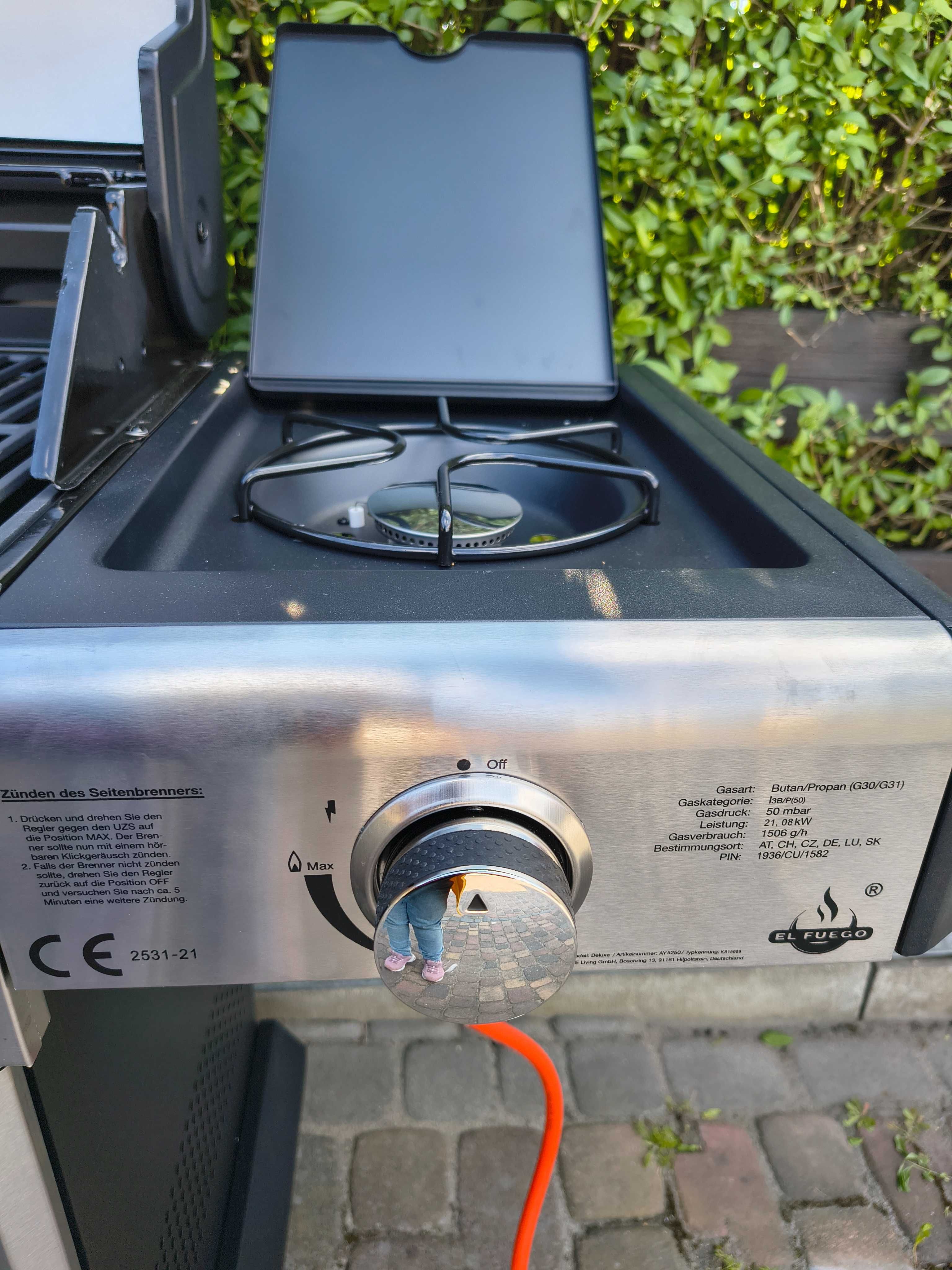 Duży Solidny GRILL GAZOWY EL FUEGO DELUXE  21KW  LED 7 palników NOWY !