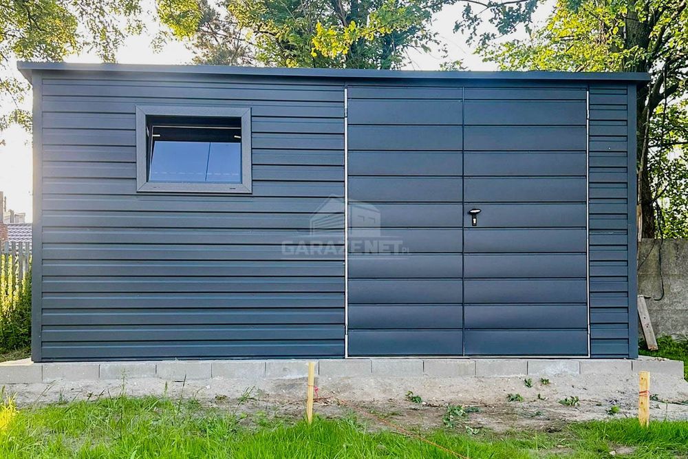 SCHOWEK DOMEK OGROODOWY 4,5X2M Wiata 1M Antracyt Dach Spad W Tył Gb479