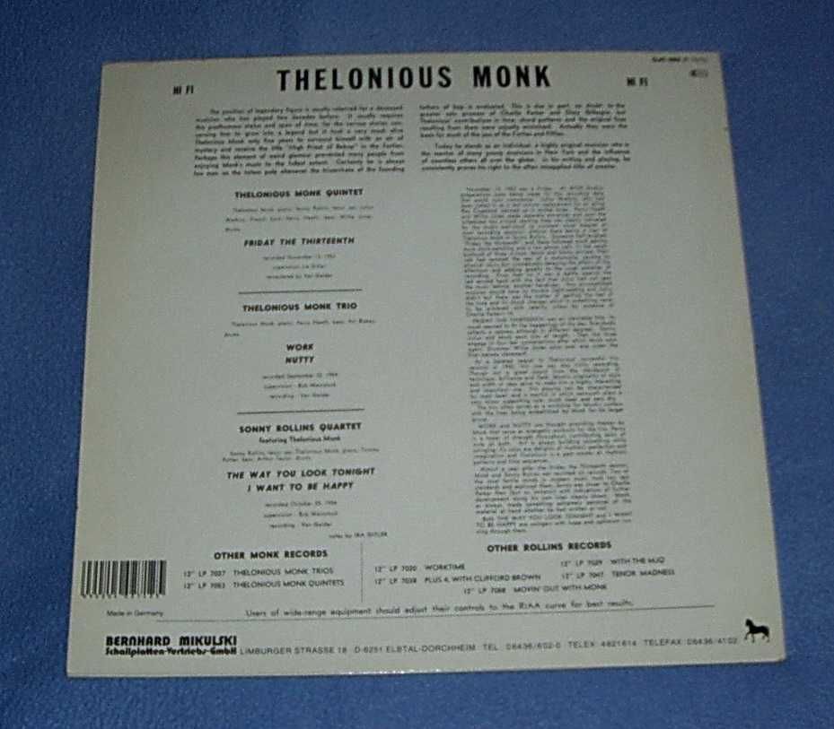 Thelonious Monk / Sonny Rollins Lp