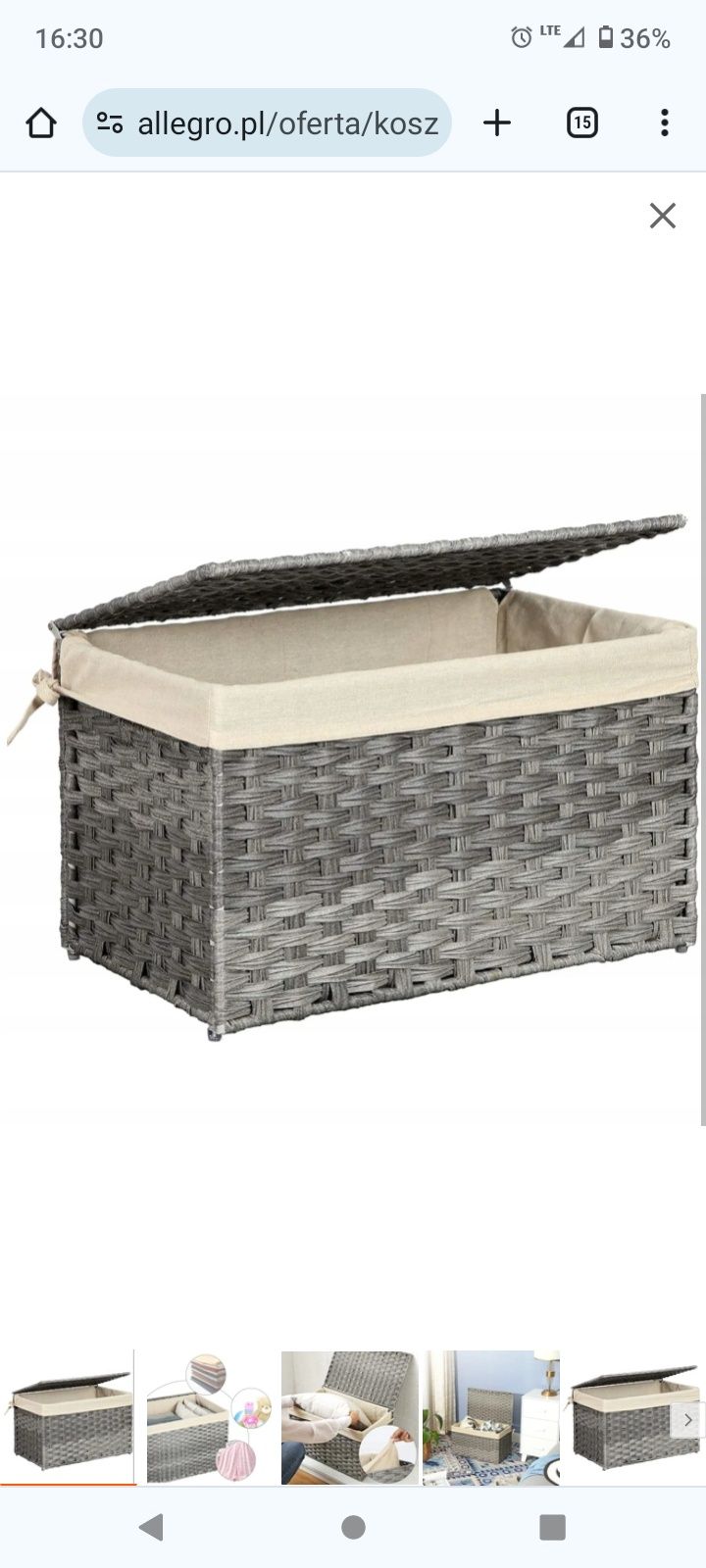 Kosz Skrzynia na zabawki Kufer Songmics 55,5 x 34 cm odcienie szarości