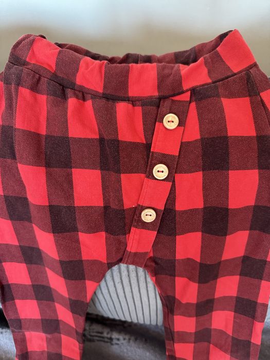 Spodnie baggy chłopiec 116/122 czerwone krata