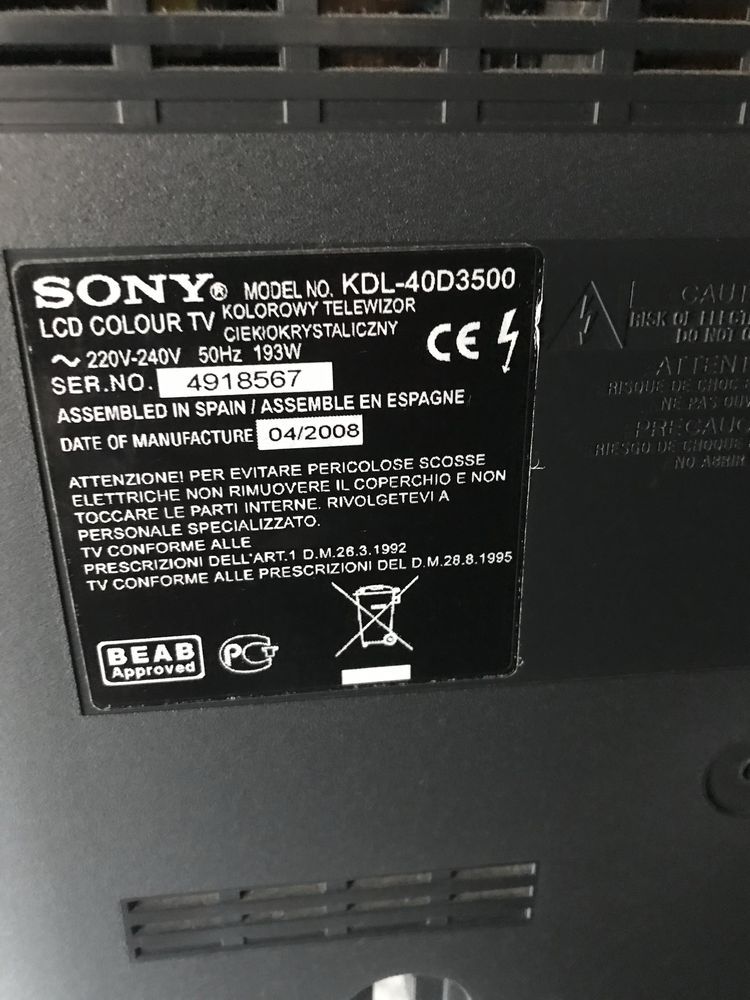 Televisao Sony Bravia, 100cm ecra