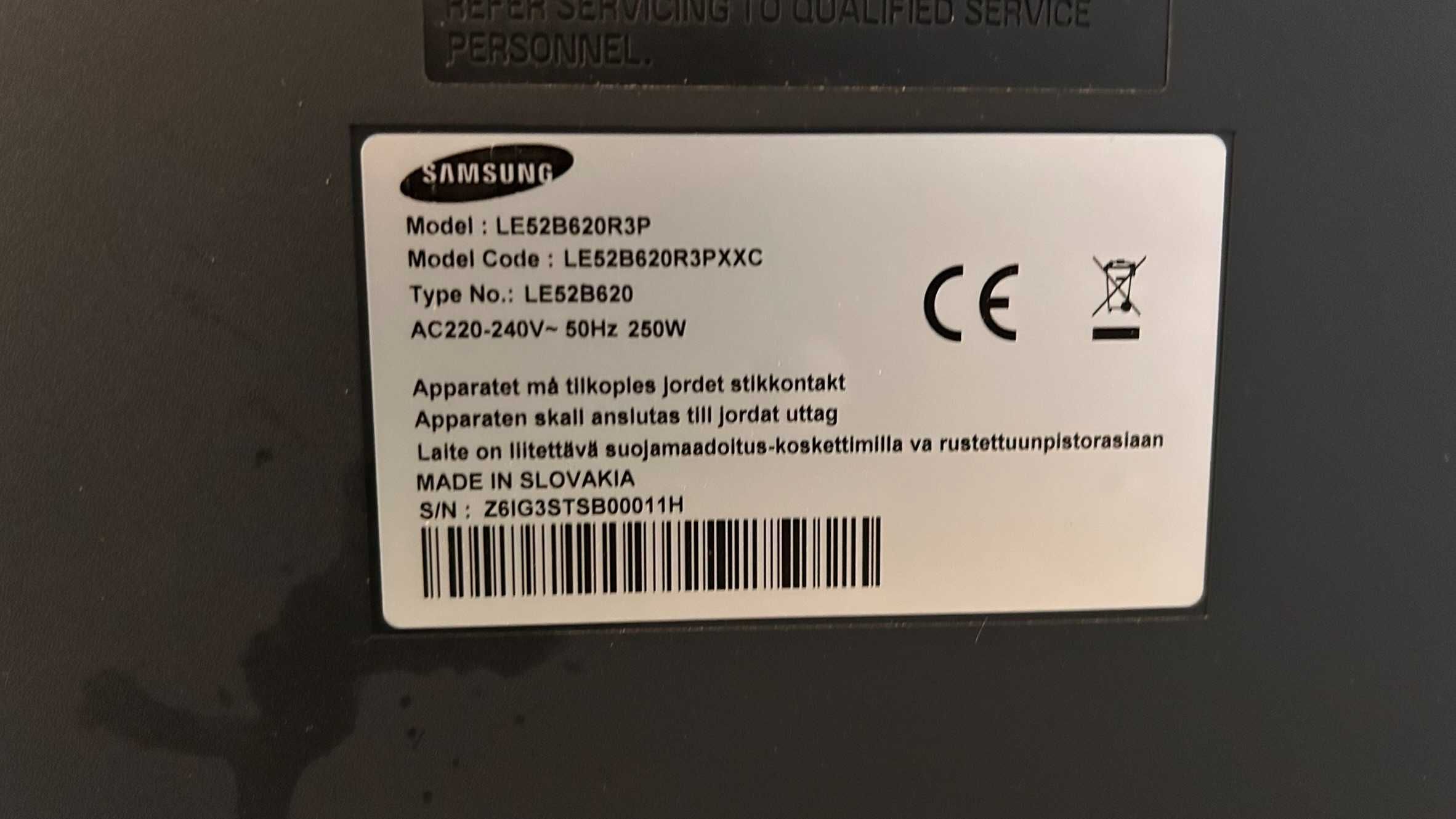 Samsung LE52B620R3P – TV para Peças ou Reparação
