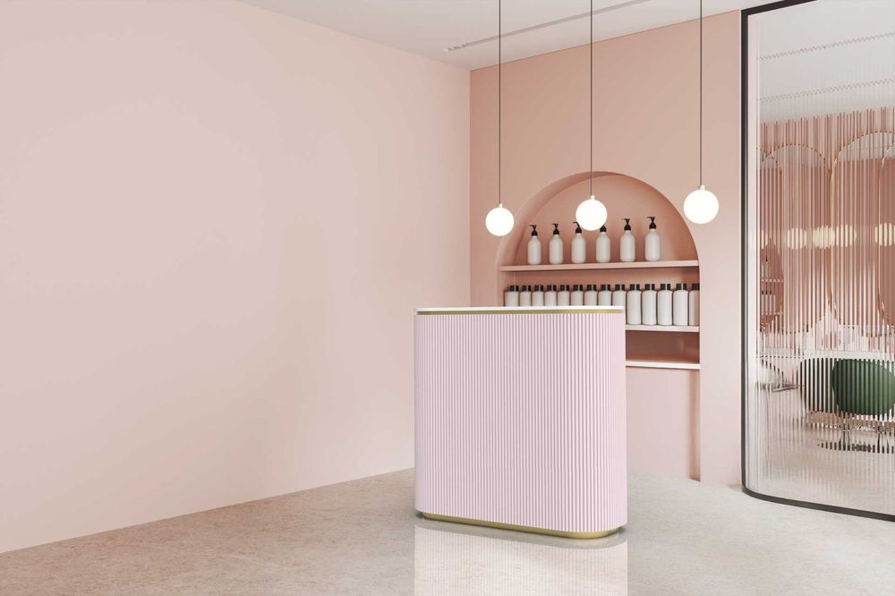 Lada recepcyjna Recepcja Lamele Różowa Złota 120cm