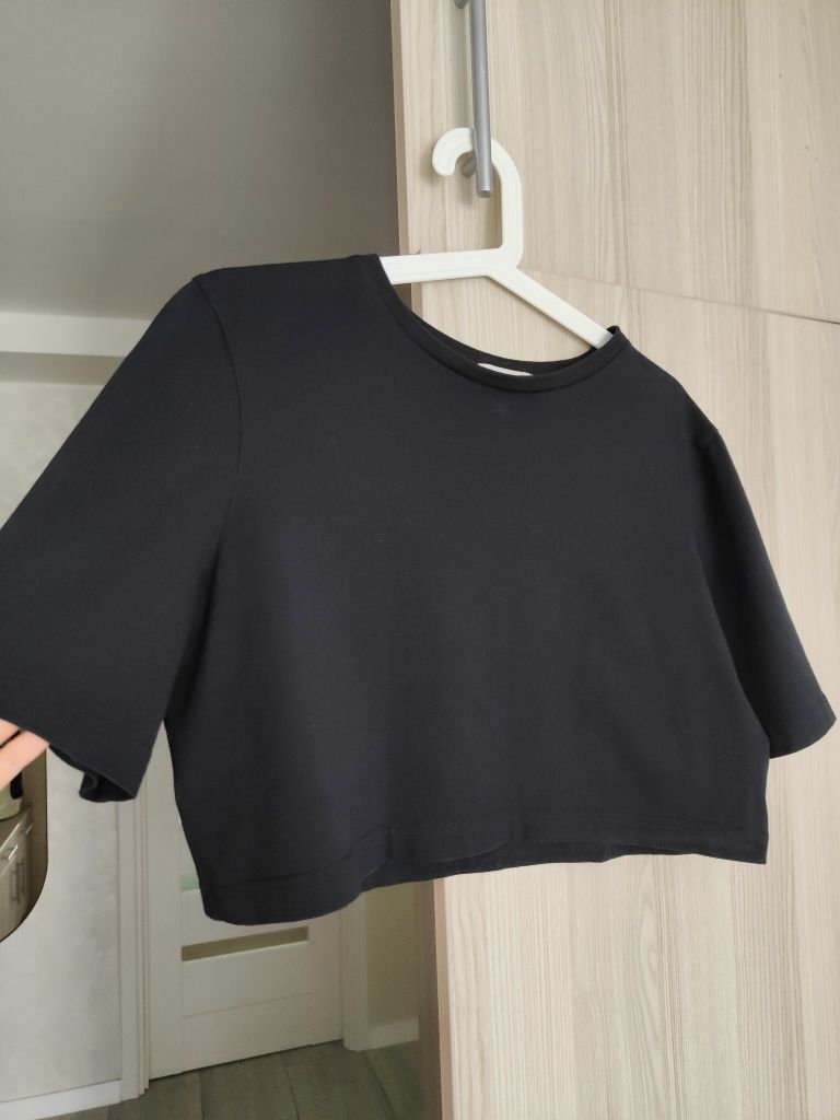 Czarny bawełniany crop top, Marc Black, Le Collet, r.xS