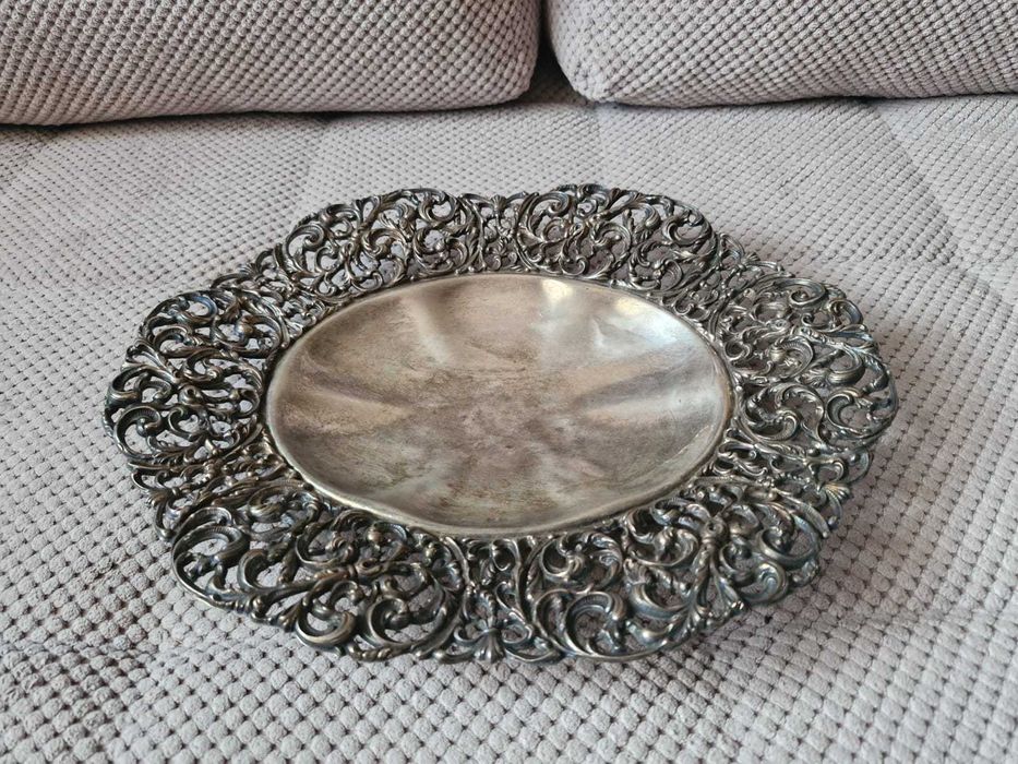 zabytkowy zestaw ze srebra,patera cukiernica łyżeczka,zestaw,próba 800