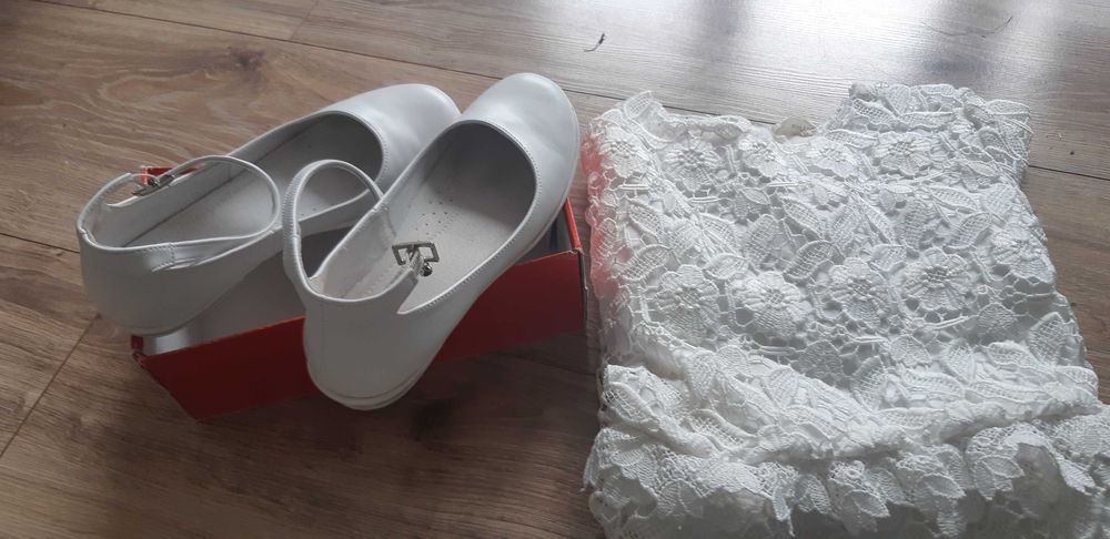 Komplet komunia Buty emel35  sukienka  koronka zara
