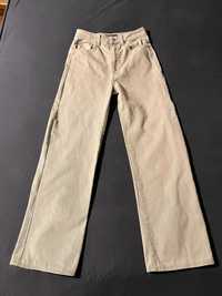 Beżowe jeansy spodnie wide leg szeroka nogawka damskie