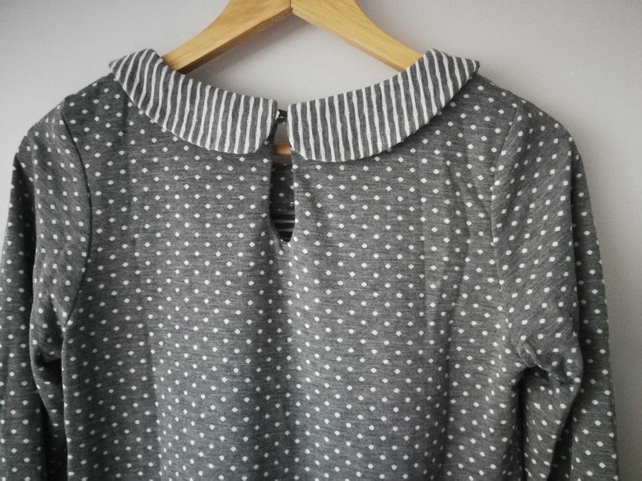 Sukienka ciążowa Happymum, szara w białe groszki, rozmiar S, nowa