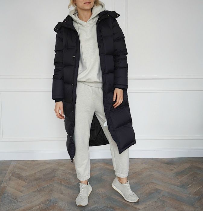 Классический длинный стеганый пуховик на все времена