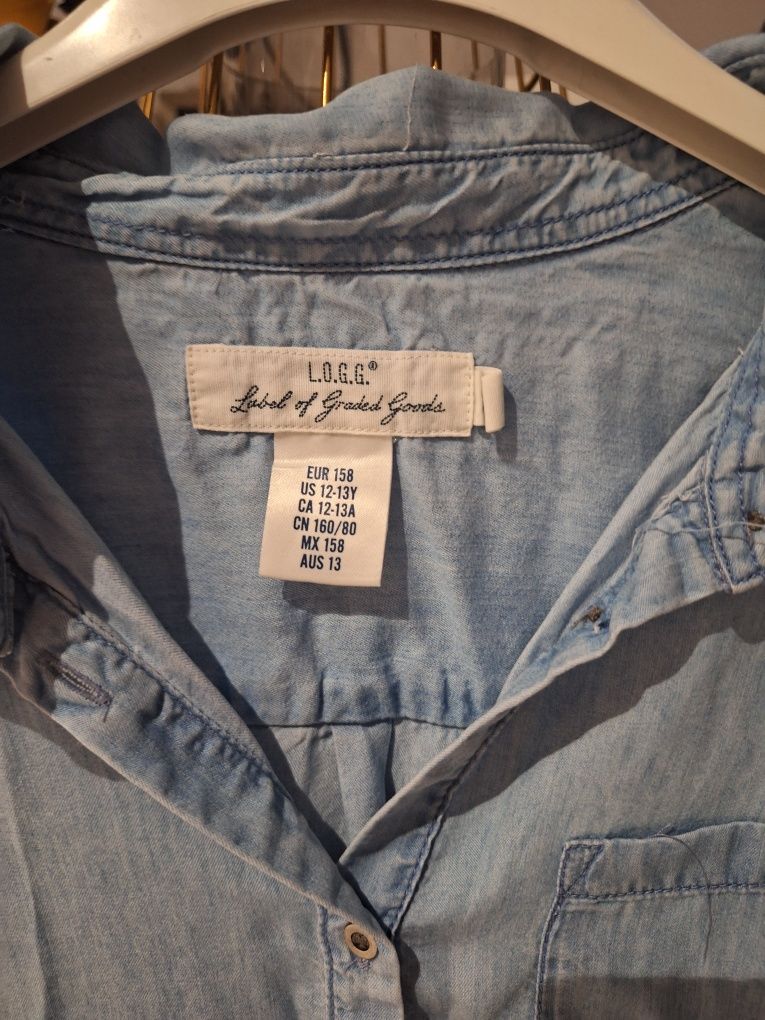 Dłuższa koszula HM 158 cienka jeansowa