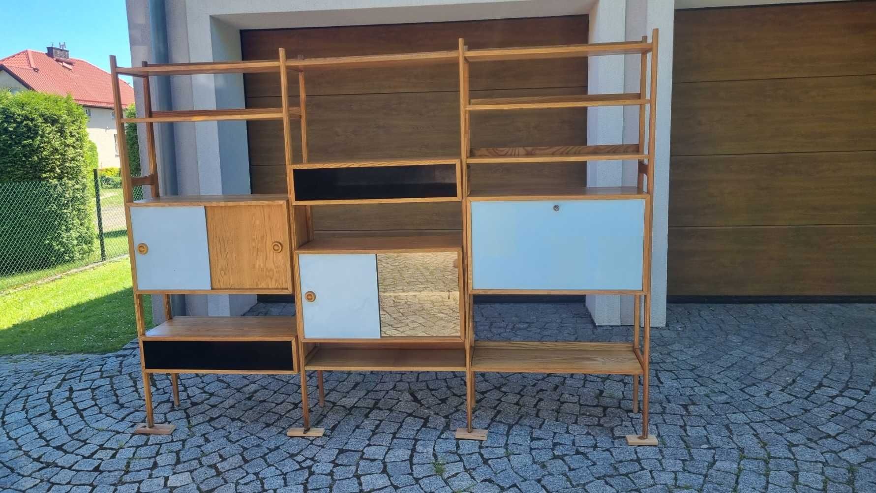 Regał modułowy proj. R. Hałas Polska lata 60 klasyk Design PRL