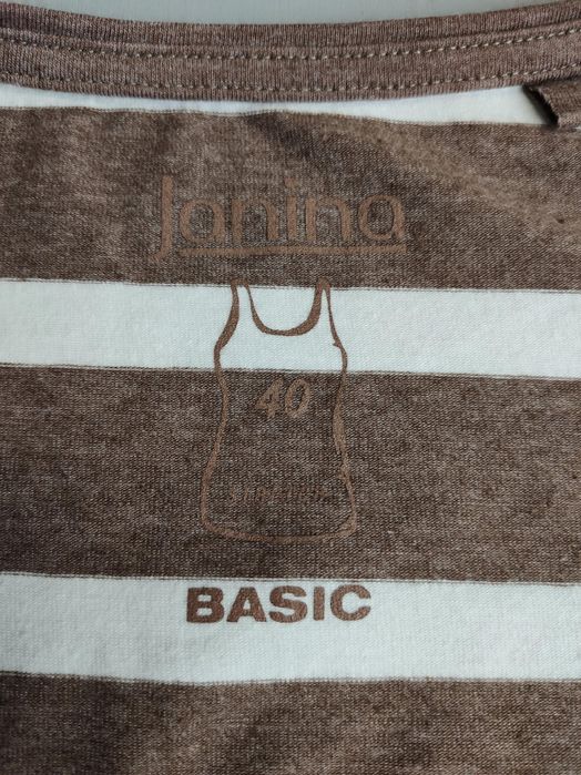 Janina basic brązowa bluzka top w paski rozm 40