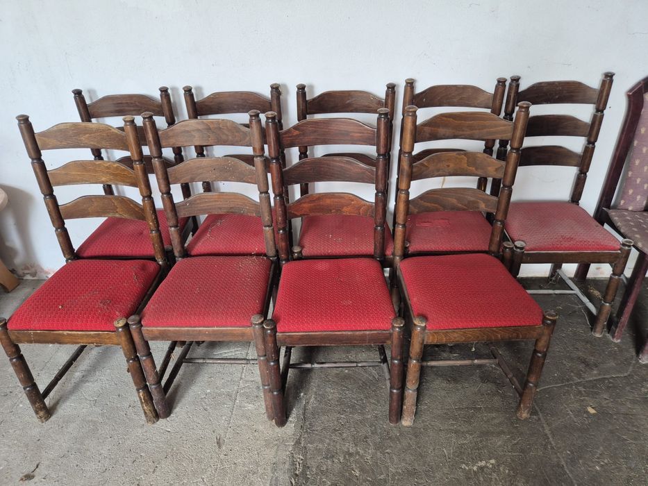 Krzesło drewniane, krzesła używane klasyczne PRL zestaw 10 szt.