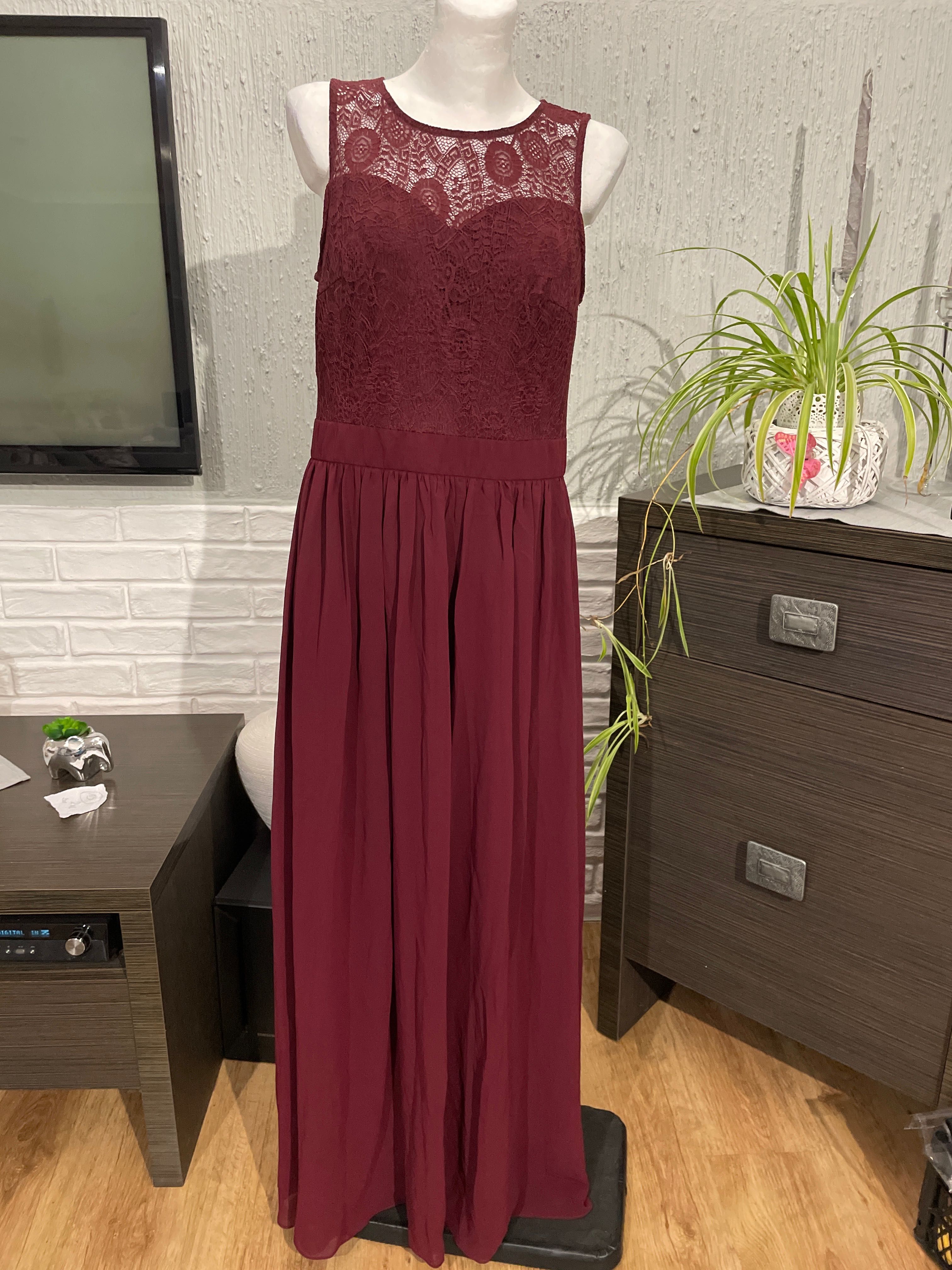 Sukienka maxi XL dressystar wesele bordowa