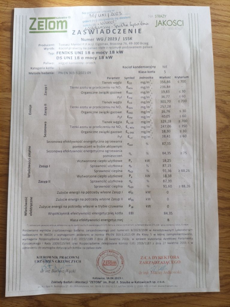Piec węglowy Feniks UNI 18 kW – rok 2023, 5 klasa, Ecodesign