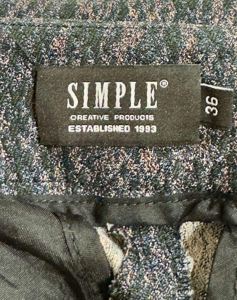SIMPLE eleganckie spodnie cygaretki z miedzianą nitką 36