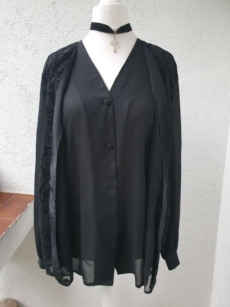 Gotycka koszula z kamizelką 2w1 romantic goth vampire elegant corpgoth