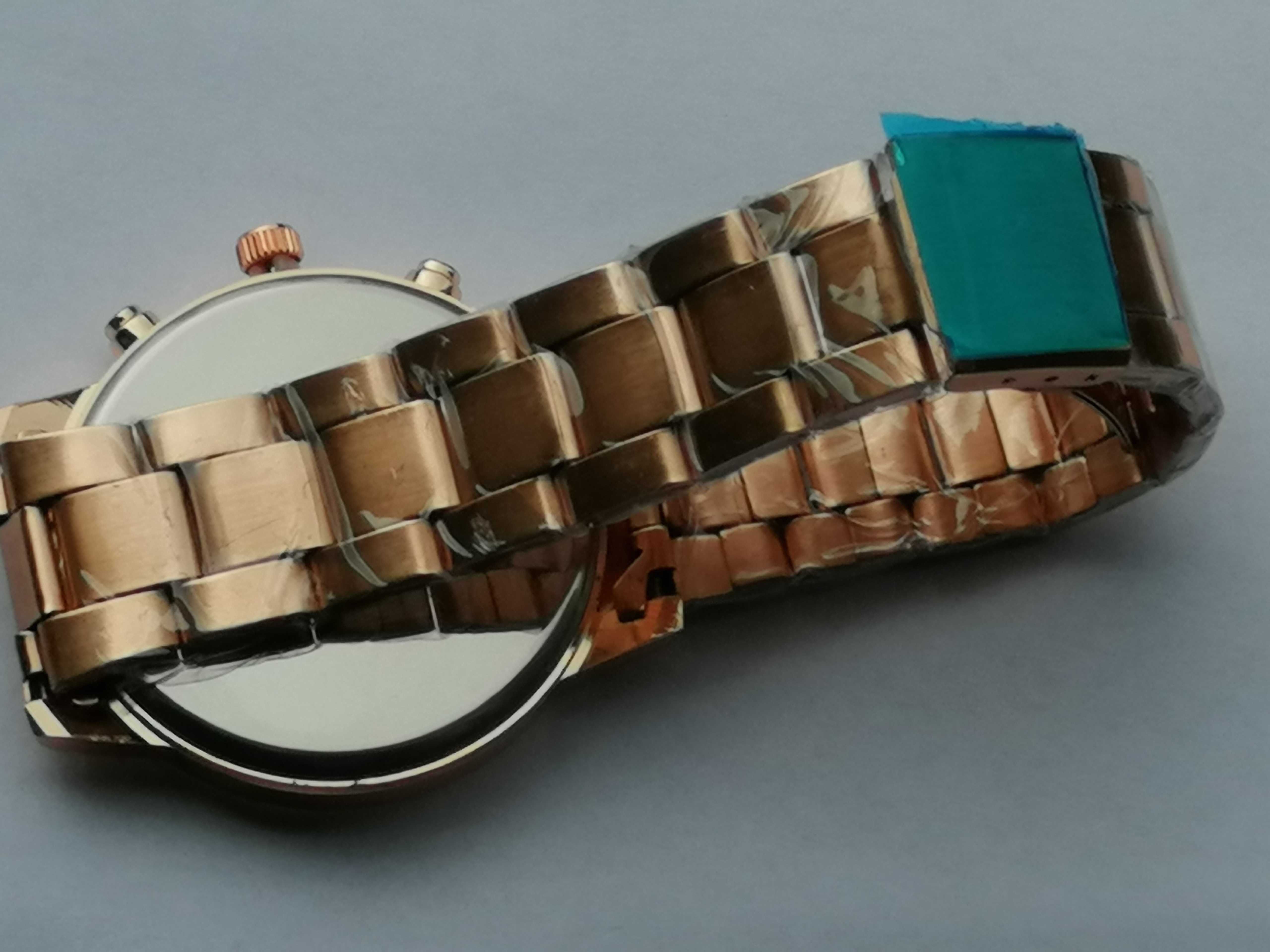 NOWY zegarek męski  bransoleta różowe srebro FOLIE