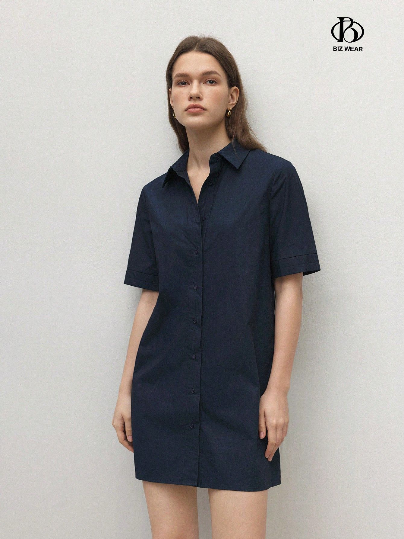 Sukienka Koszulowa Bawełniana Granatowa Mini Casual Shein M 38