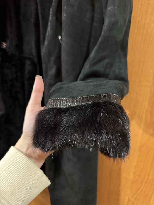 Замшева дублянка з натуральним хутром