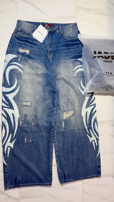 Jaded London Light Wash Blade Tribal XL Colossus Jeans