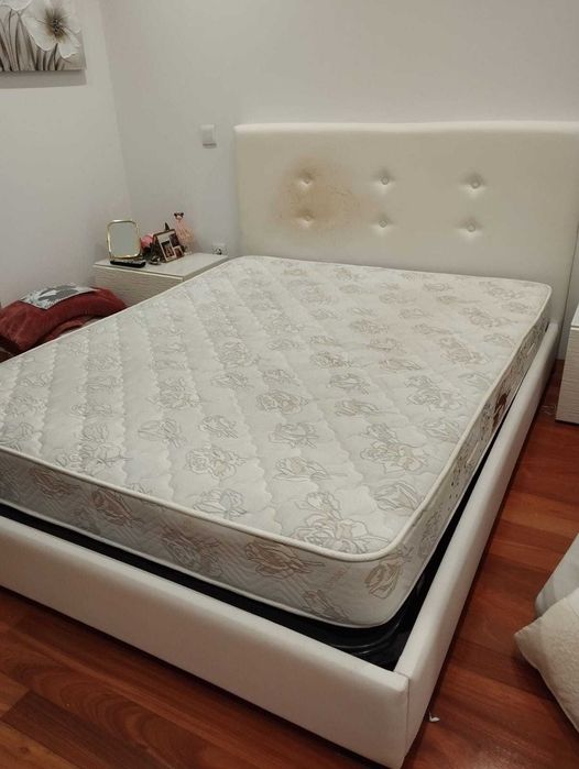 Cama 150x195 colchão + cabeceira + estrado