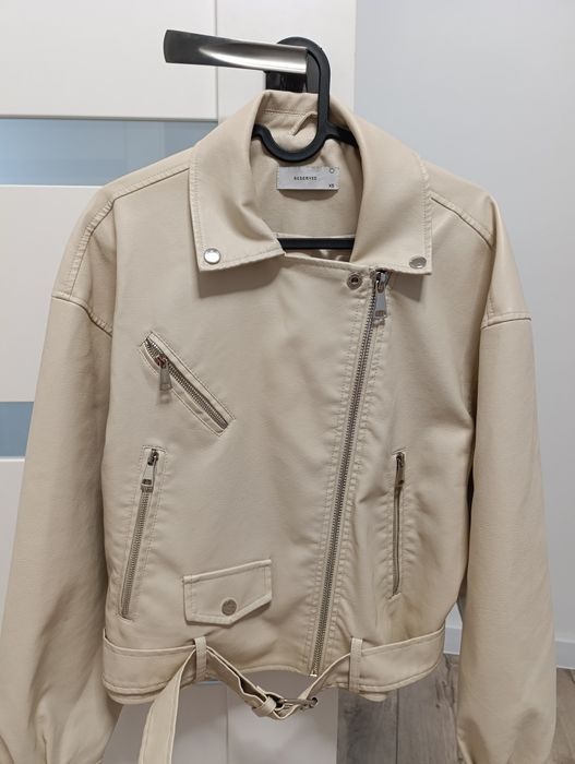 Kurtka damska ramoneska Reserved XS 34 kremowa oversize