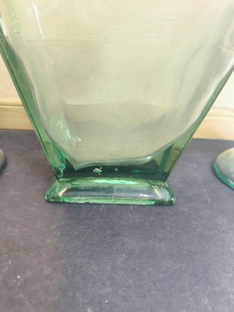 Conjunto vaso vidro verde - decoração