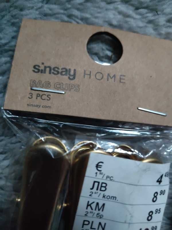 Nowe klamry spinki klamerki klipsy do firan zasłon Primark 3 szt złote
