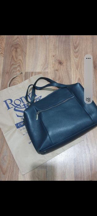 Шкіряна сумка темно синього кольору