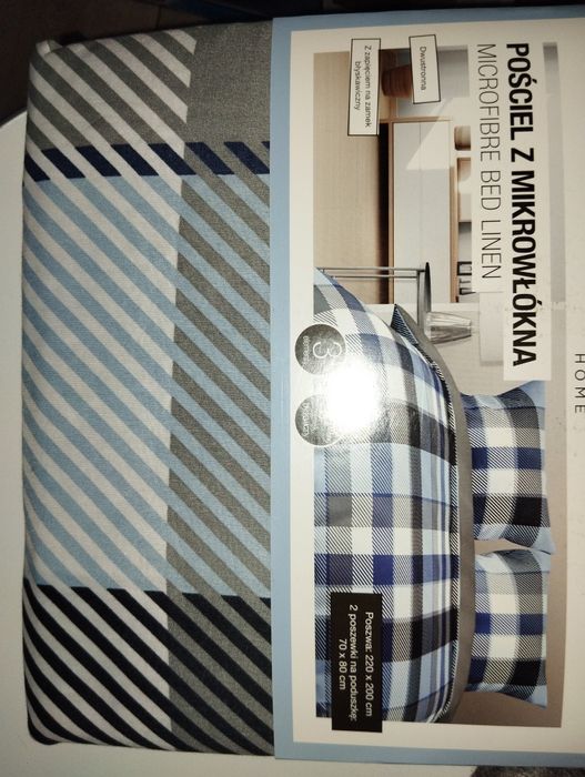 Nowy komplet pościeli w kratkę 220 x 200