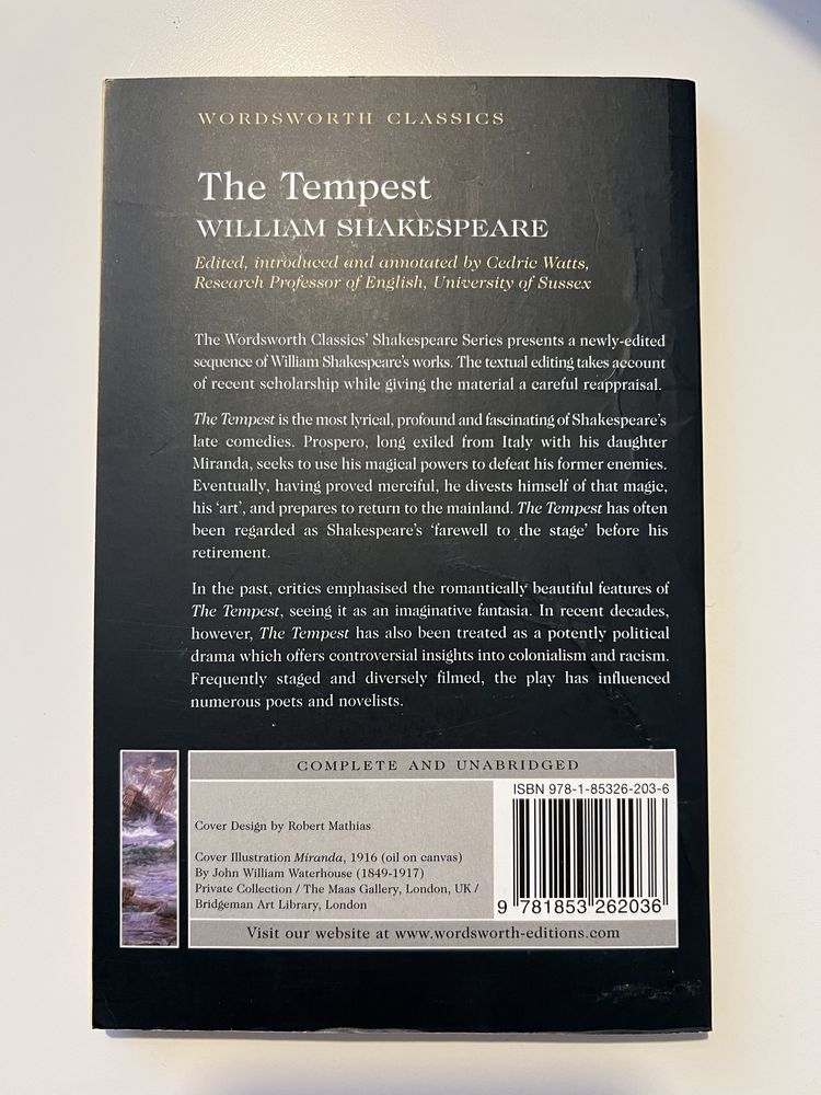 Book “The Tempest” William Shakespeare