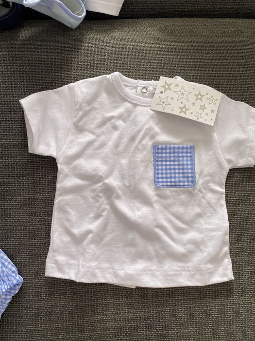 Conjunto bebe branco e azul
