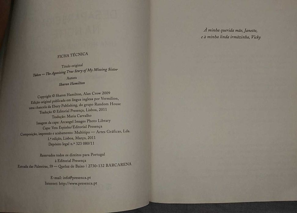 Livro "Desaparecida na noite" - Sharon Hamilton