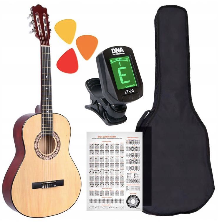 Gitara klasyczna idealna dla początkująych zestaw + akcesoria gratis