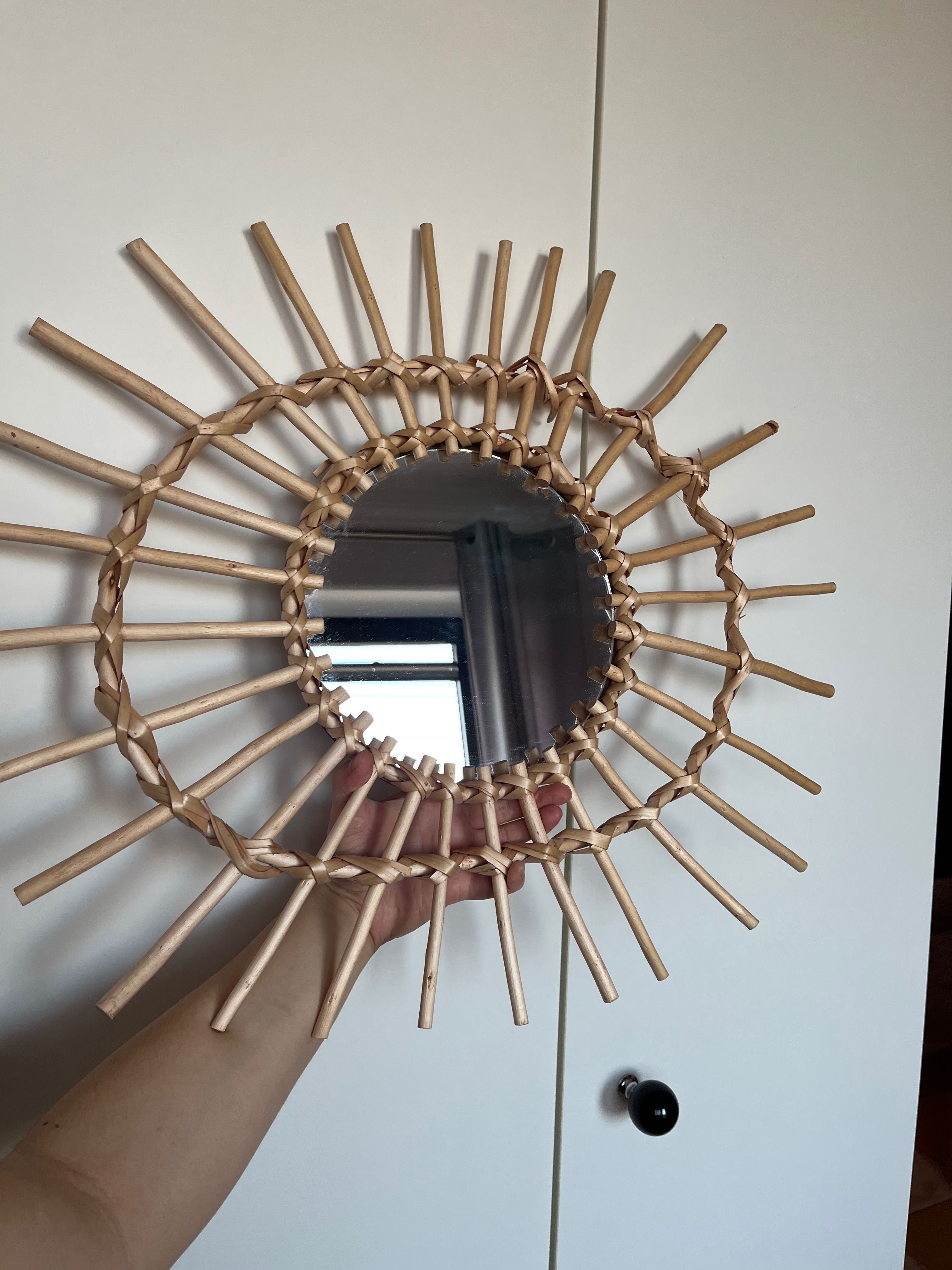 Lustro oko słońce boho rattan