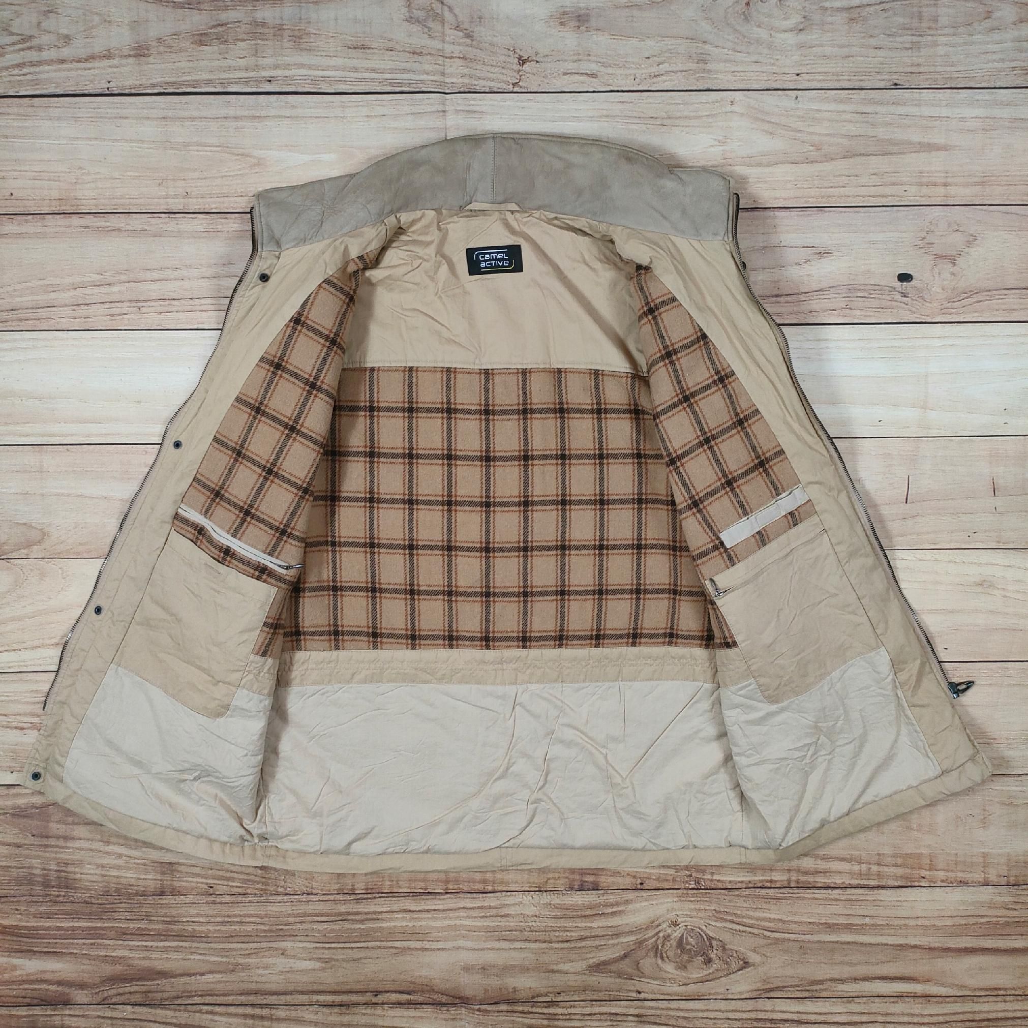 CAMEL ACTIVE Kurtka Elegancka Beżowa Skórzany Kołnierz Męska r. 50