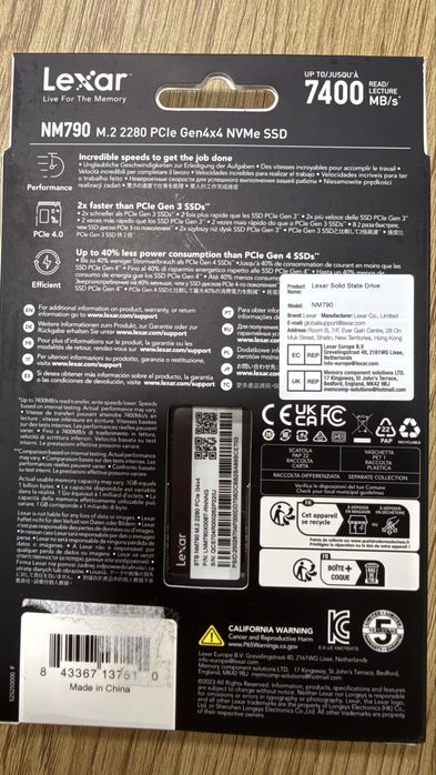 8tb SSD Lexar NM790 (LNM790X008T-RNNNG) 8tb ssd 8тб ссд