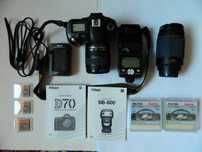 NIKON Lustrzanka cyfrowa D70 + 2 obiektywy, lampa błyskowa i akcesoria